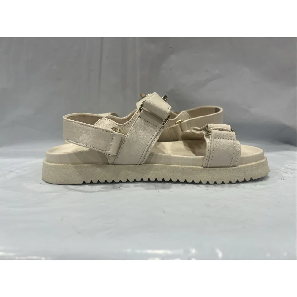Steve Madden Mona Sandals Girls 1 Bone Adjustable Strap Comfort Flatform EBS2223